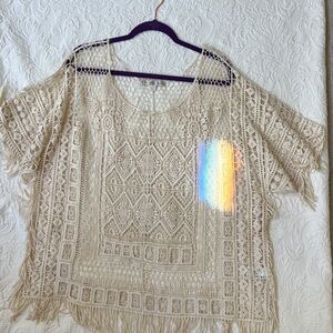 Boston Proper Crochet Lace Blouse in Cream